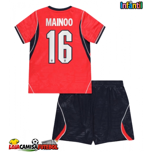Camisa de Futebol Inglaterra Kobbie Mainoo #16 Equipamento Secundário Infantil Mundo 2026 Manga Curta (+ Calças curtas)